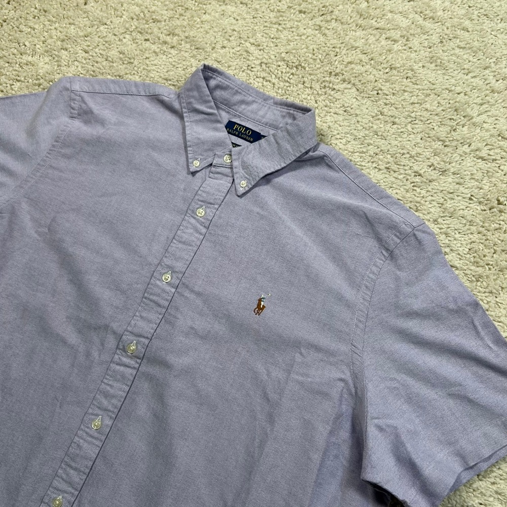 Polo Ralph Lauren Oxford Shirt XXL Purple Short Sleeve Classic Fit Button Down